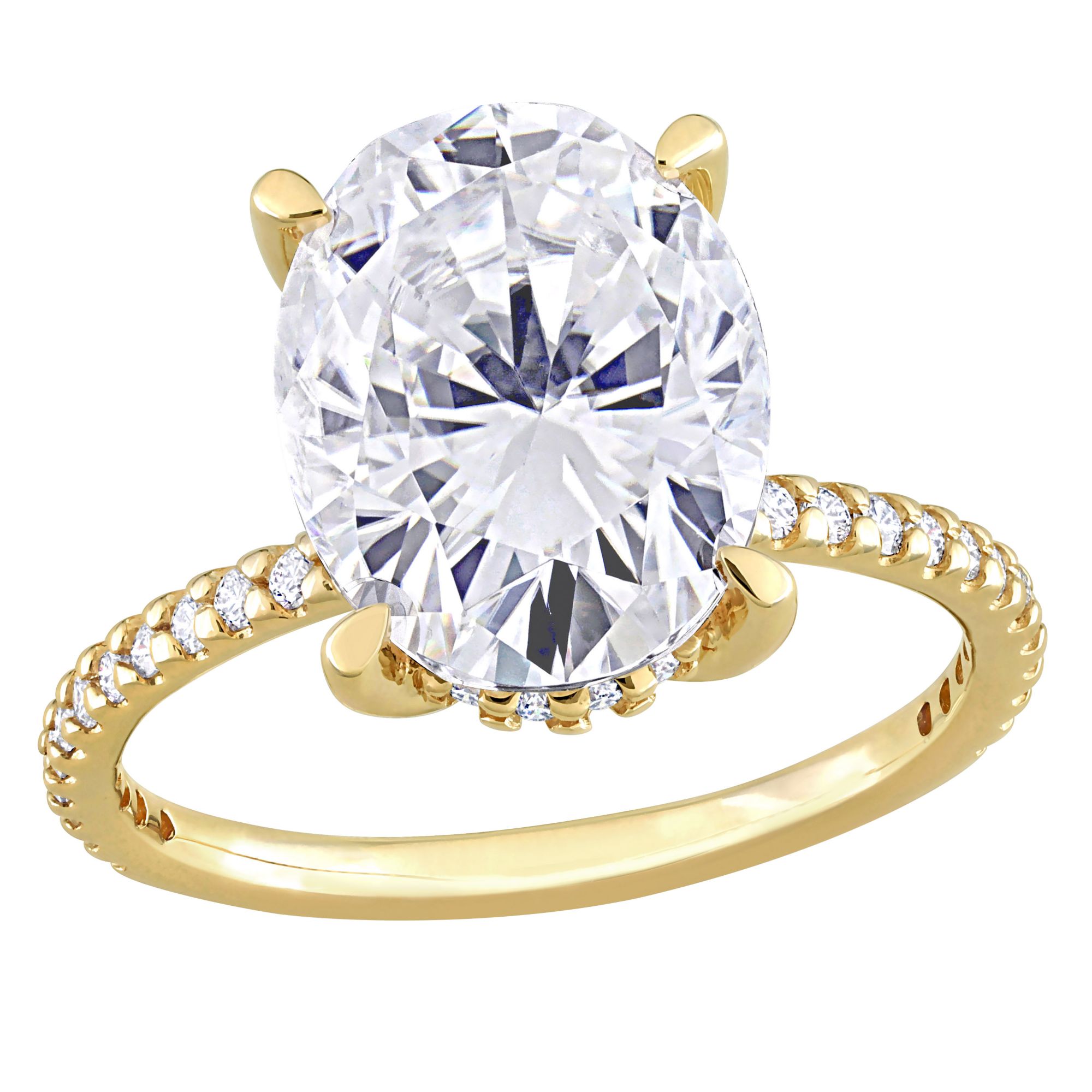 4.87 ct. DEW Oval Moissanite Engagement Ring in 10k Yellow Gold
