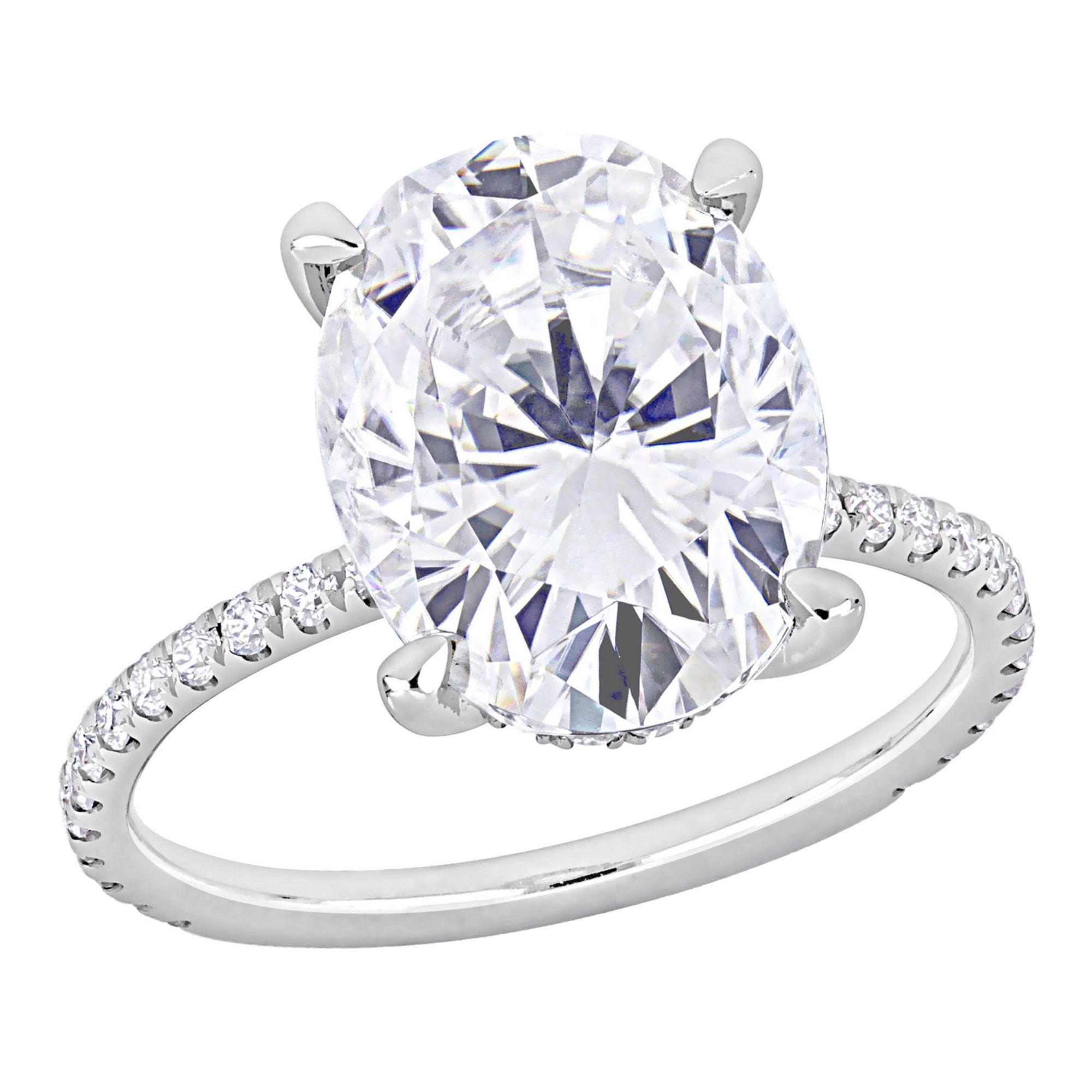 4.87 ct. DEW Oval Moissanite Engagement Ring in 10k White Gold
