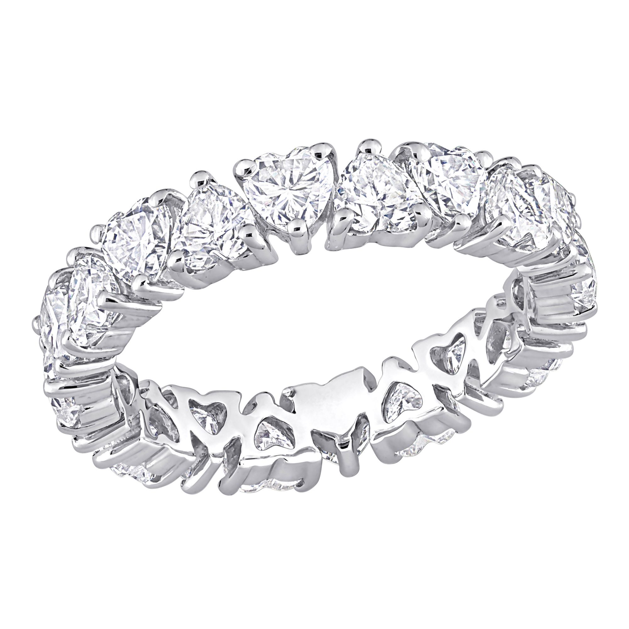 3.37 ct. t.g.w. Moissanite Heart Eternity Ring in Sterling
