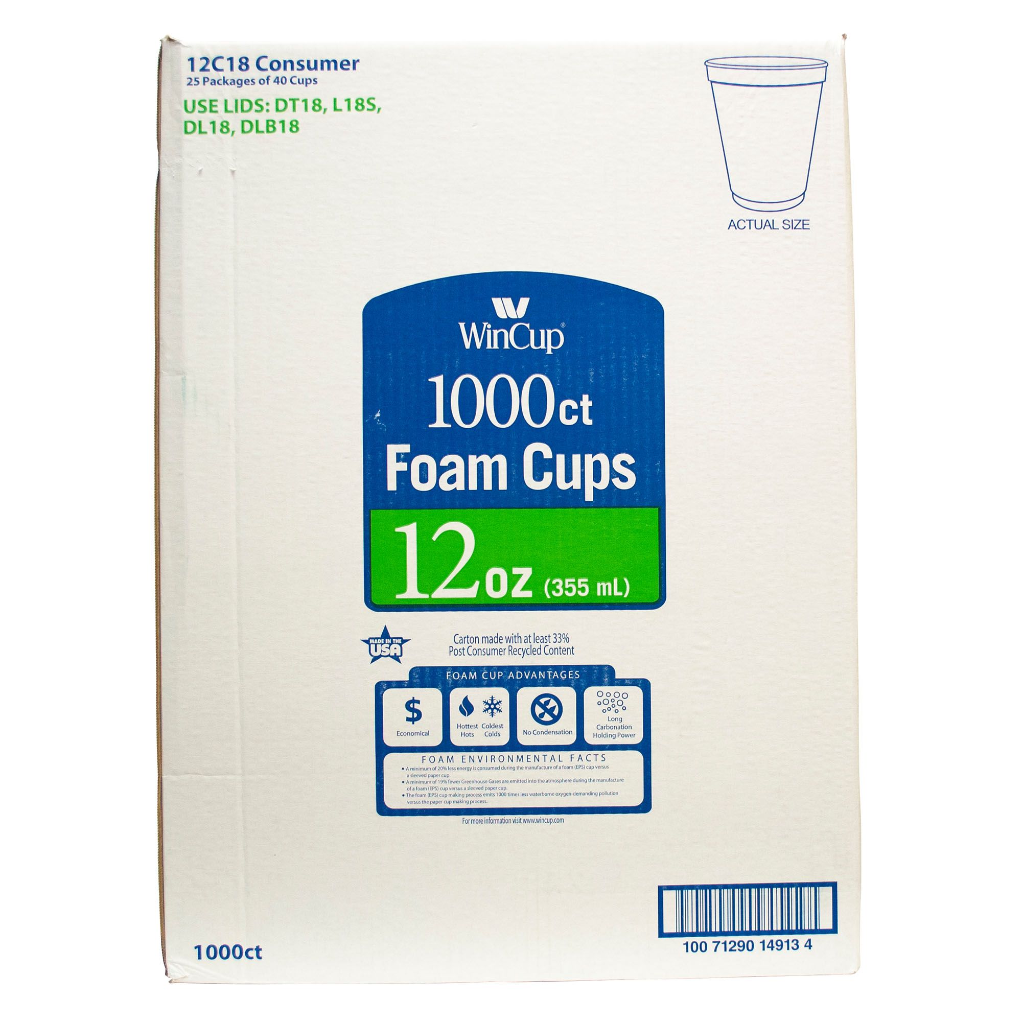 WinCup 8-Oz. Foam Cups, 1,000 ct. - White