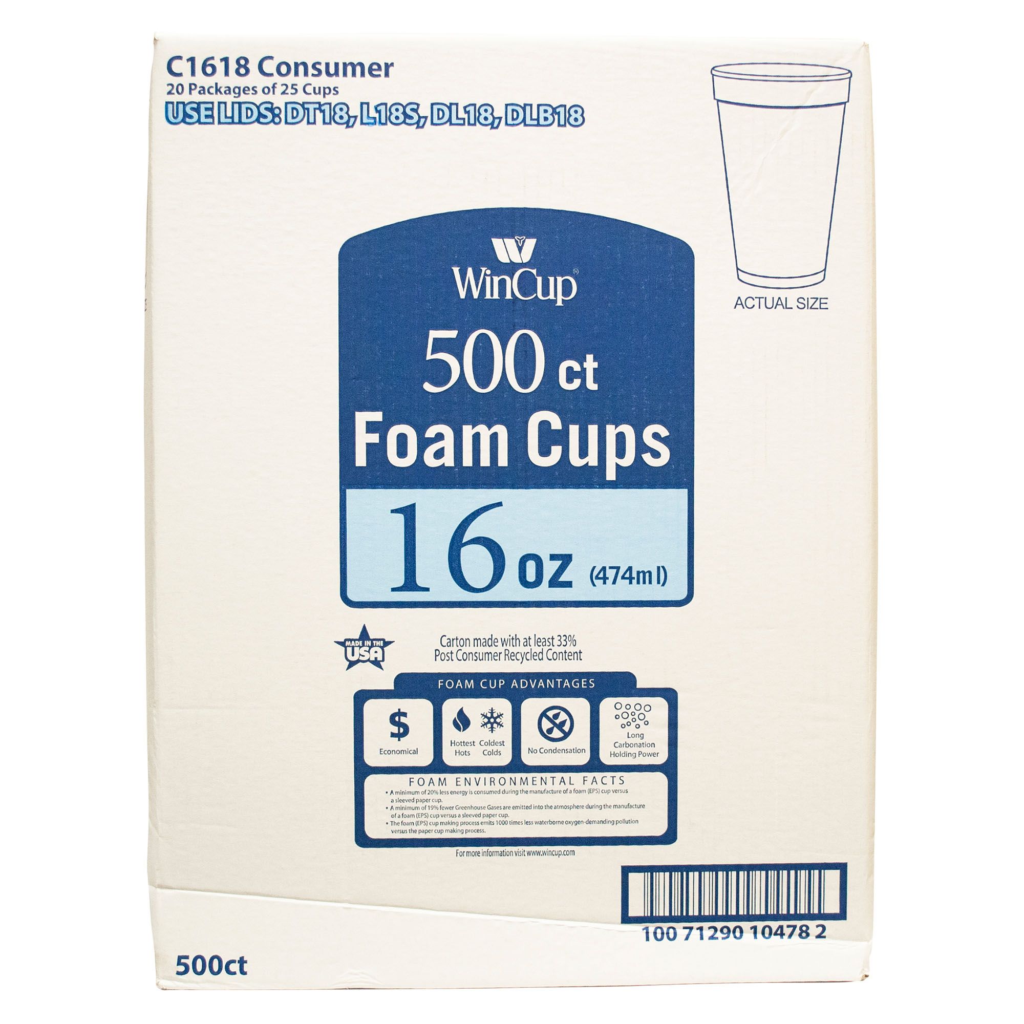 WinCup 8-Oz. Foam Cups, 1,000 ct. - White