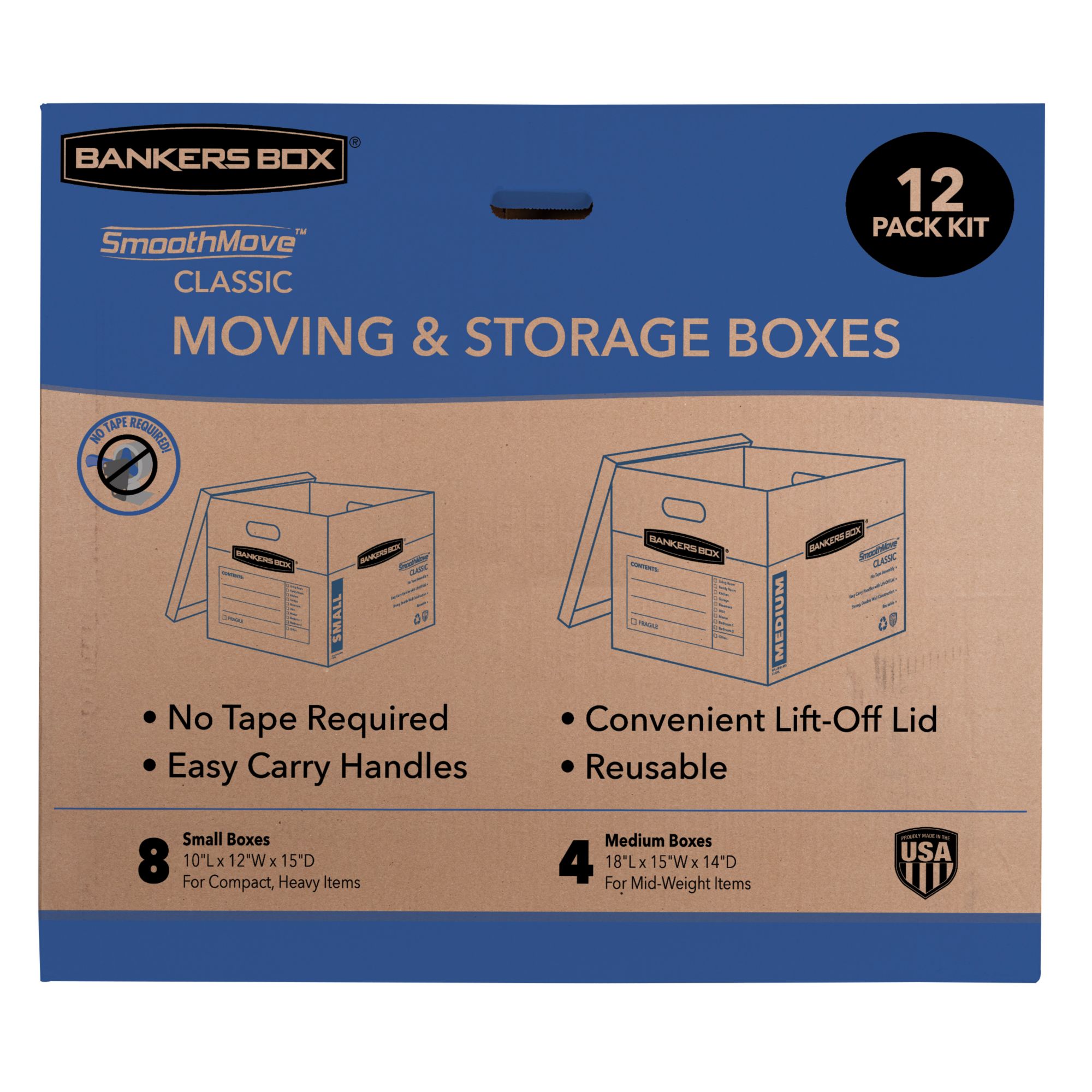Bankers Box SmoothMove Moving Box Kit, 12 pk.