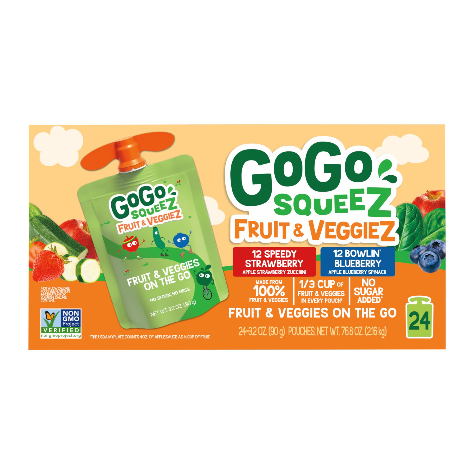 GoGo SqueeZ Fruit & VeggieZ Applesauce Pouches, 24 pk.