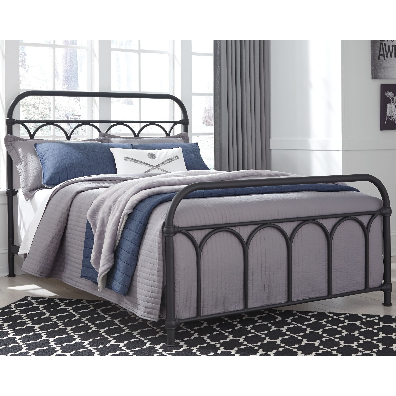 Ashley Furniture Full Metal Headboard, Footboard, and Rails Bed - Black