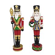 Berkley Jensen Set of 2, 16in Height Resin Nutcrackers with Battery Operated Lights