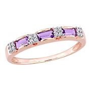 0.07 ct. t.w. Amethyst and Diamond Accent Eternity Ring in 10k Rose Gold