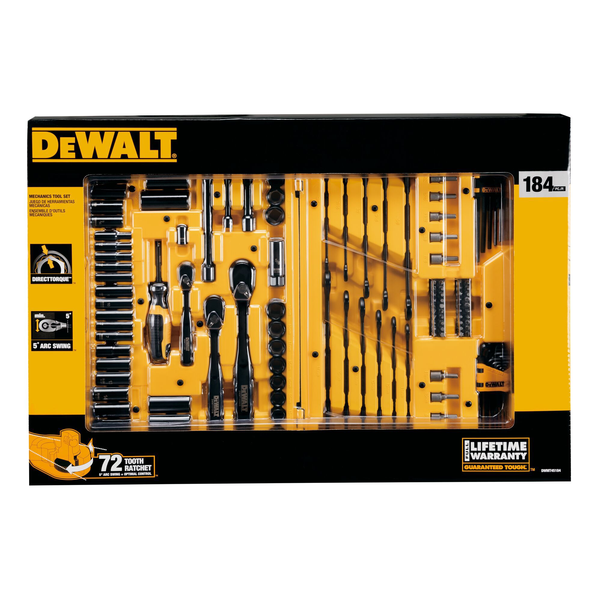 Dewalt 184 pc. Mechanics Set - Black Chrome