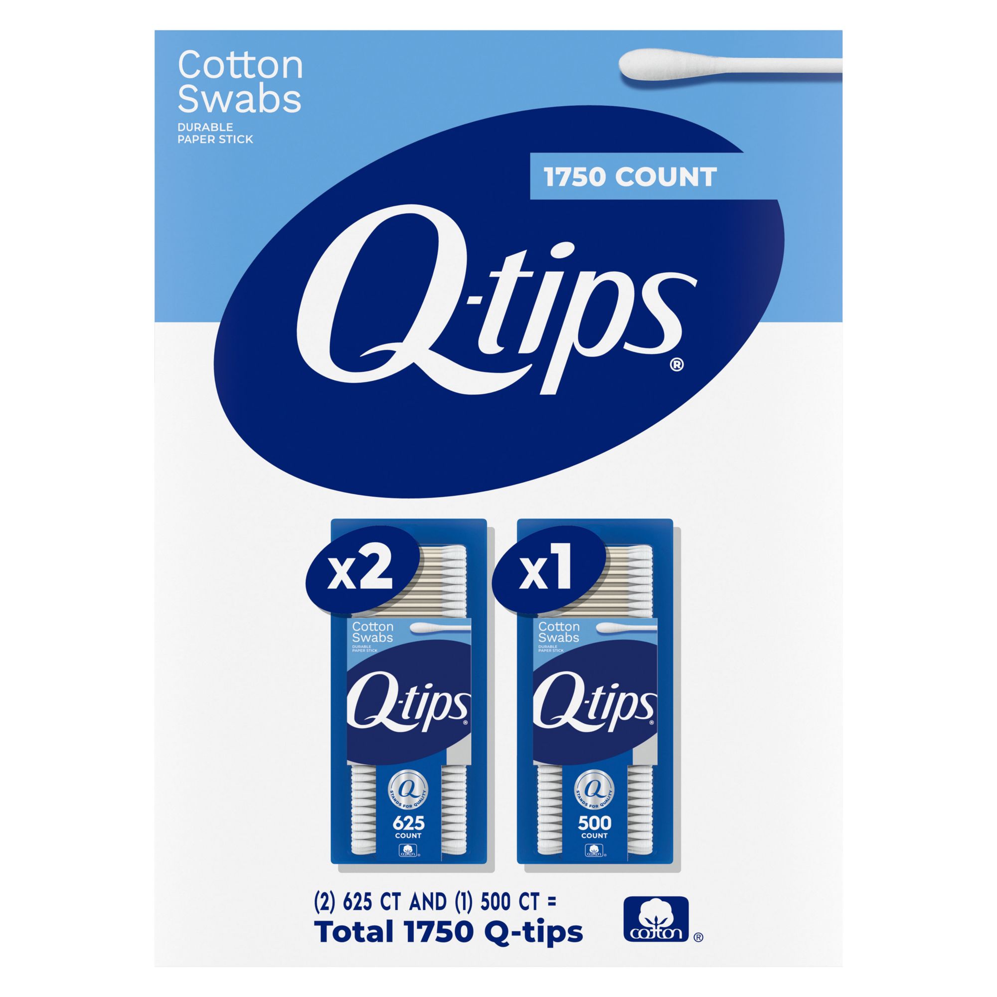  Q Tips Cotton Swab Size 625ct, Pack of 3 : Beauty & Personal  Care