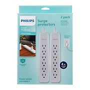 Philips 6-Outlet Surge Protector, 2 pk. - White
