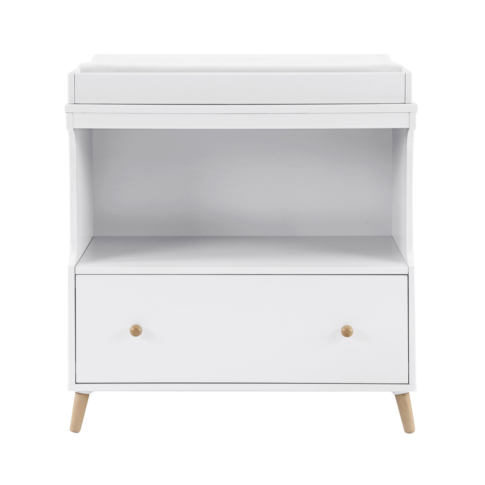 Delta Children Essex Changing Table with Drawer - White with Natural