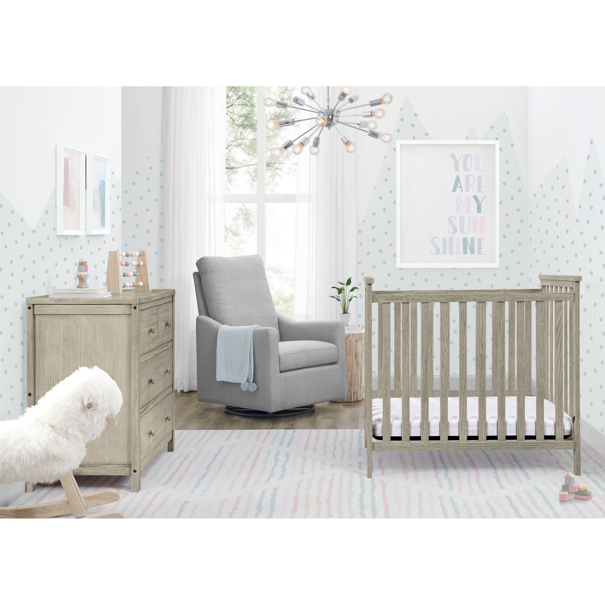 Delta Children Middleton Mini Crib with Mattress - Textured Limestone