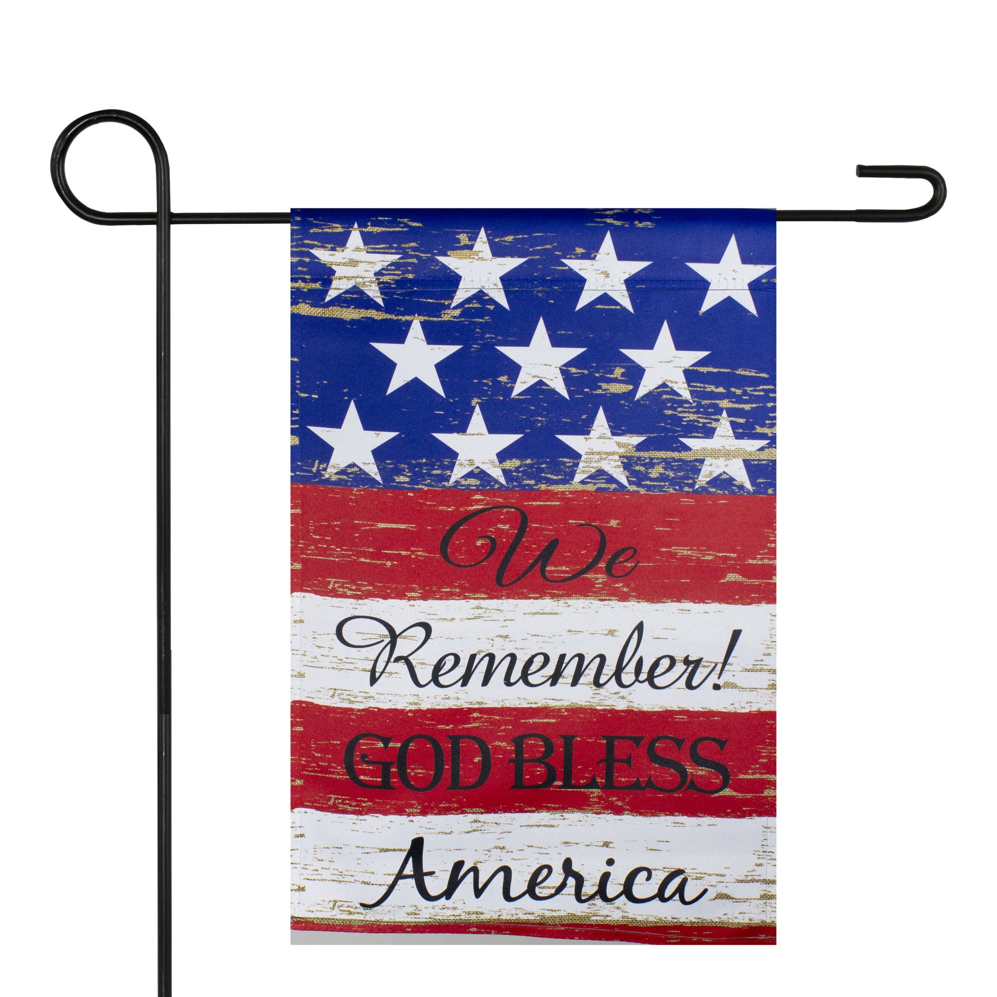 Northlight Americana 12.5&quot; x 18&quot; We Remember! Patriotic Outdoor Garden Flag