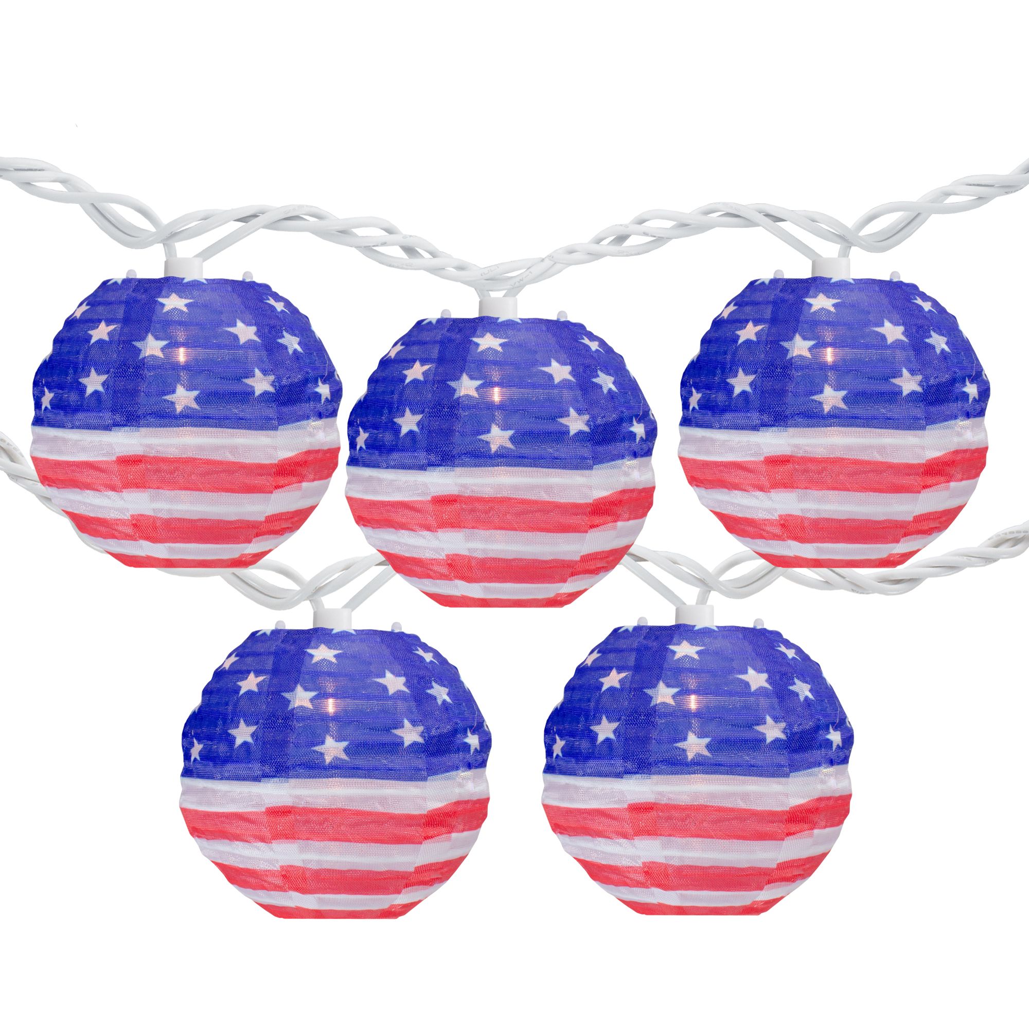 Northlight Americana 8.5' July 4th Paper Lantern String Lights - American Flag Design