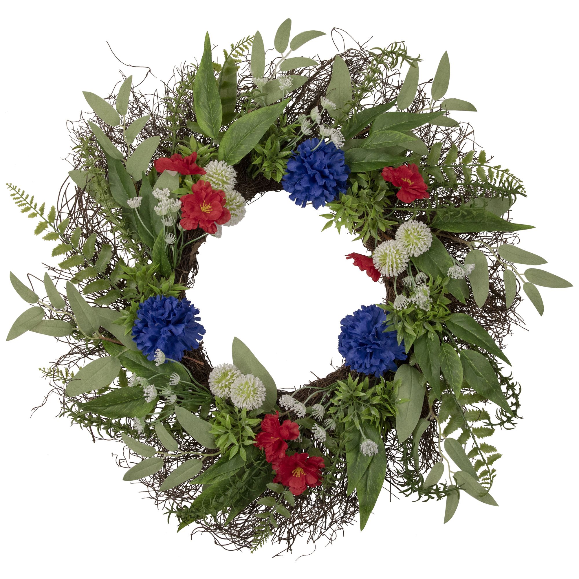 Northlight Americana 24&quot; Mixed Floral Patriotic Wreath