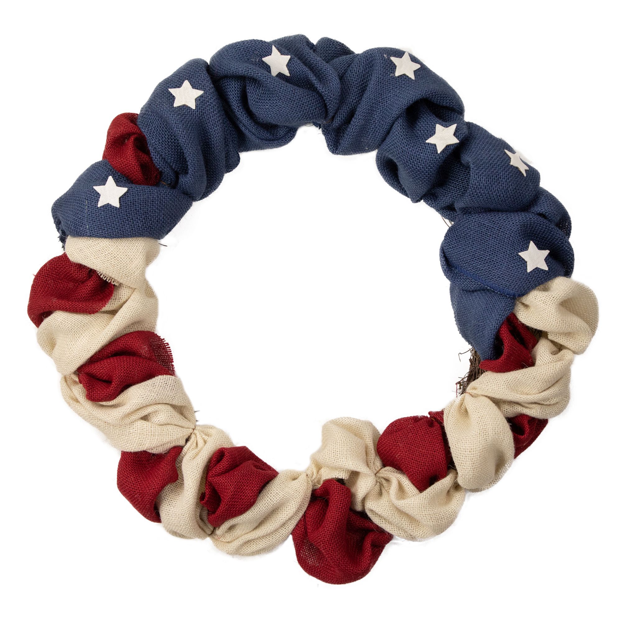 Northlight Americana 20&quot; Stars and Stripes Burlap Patriotic Wreath