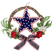 Northlight Americana 24&quot; Star and Mixed Floral Patriotic Wreath