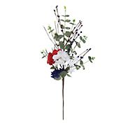 Northlight Americana 27&quot; Hydrangea and Eucalyptus Patriotic Artificial Spray - Red, White and Blue
