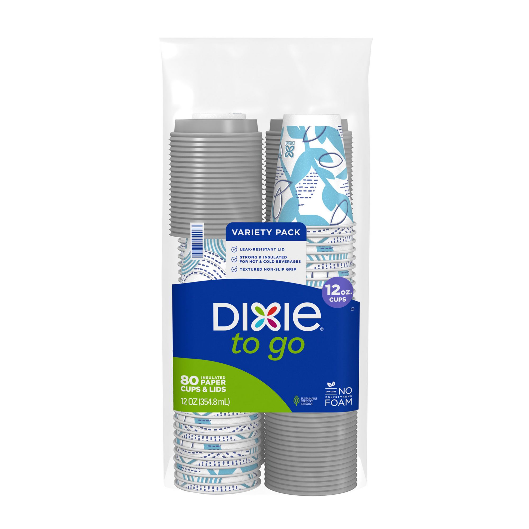 Dixie PerfecTouch Grab 'N Go 12 oz Paper Cups & Lids