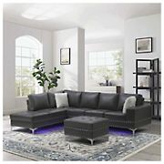 Demar Sectional with LED Light - Black