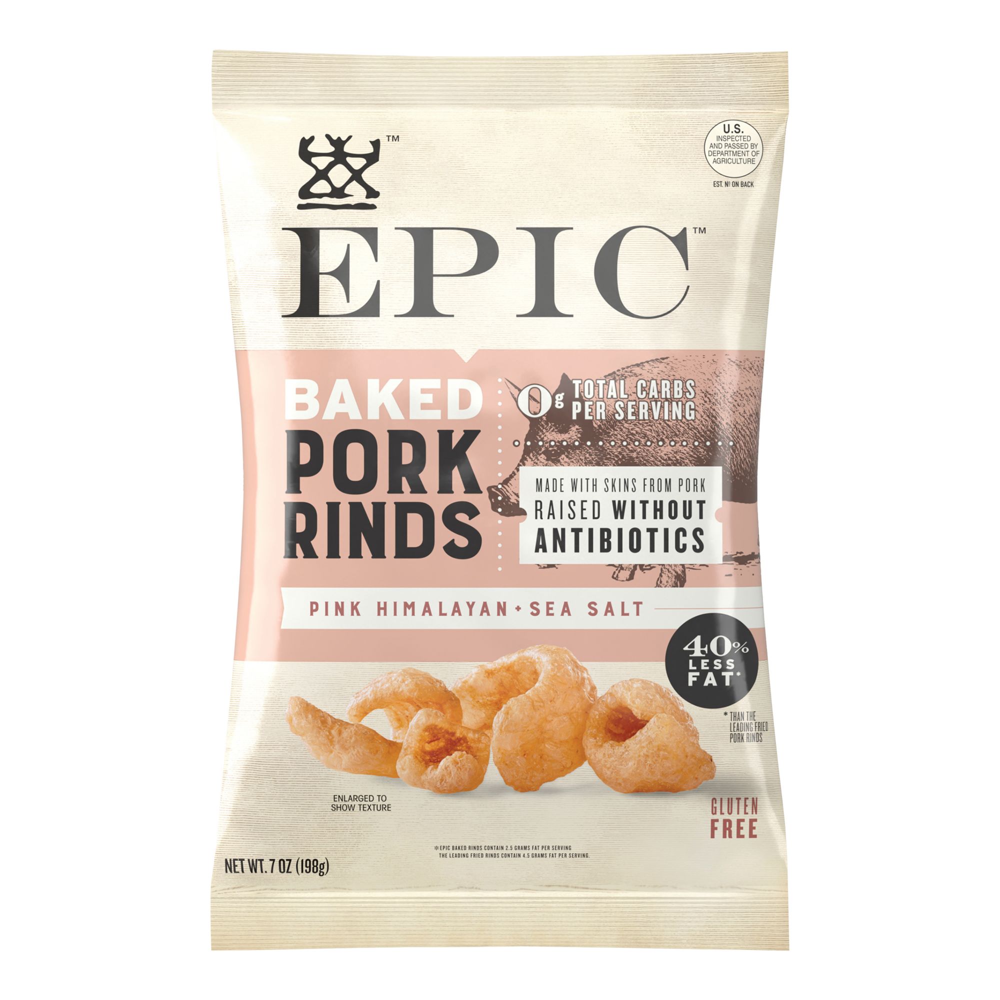 Epic Baked Pork Rinds Pink Himalayan Sea Salt, 7 oz.