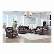 Sampson 3-Piece Reclining Leather Set - Brown