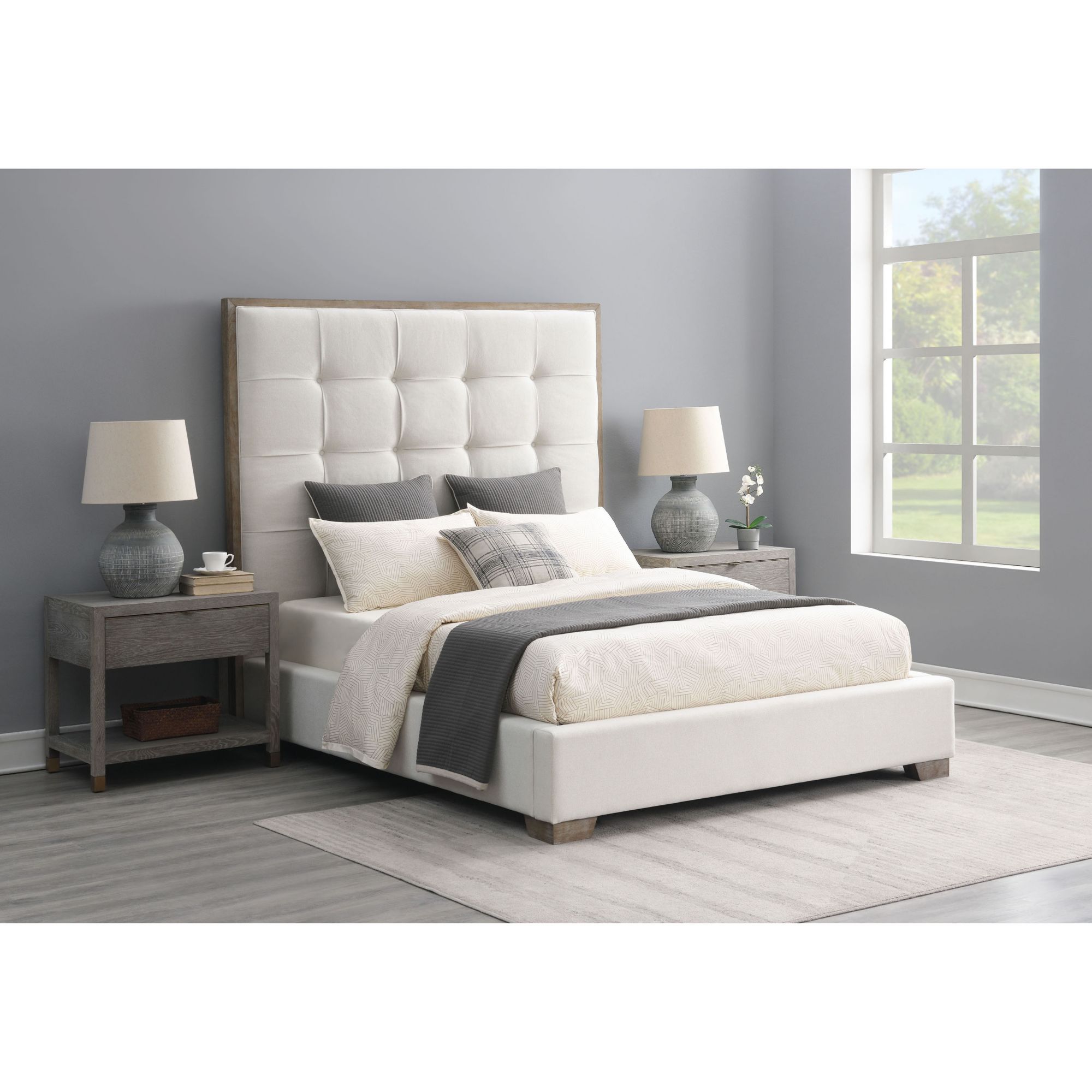 Abbyson Home Remi Stain Resistant Queen Bed - Ivory