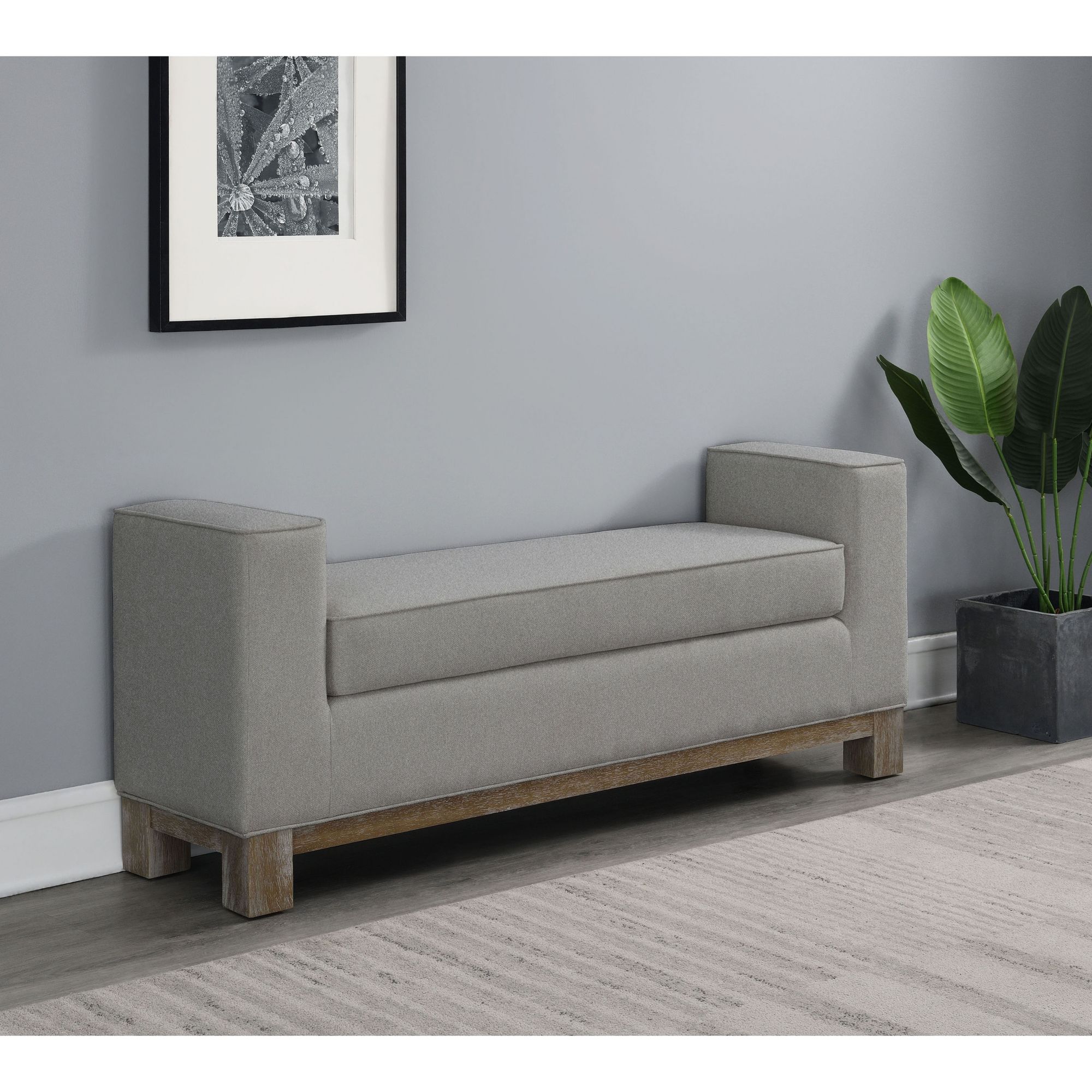Abbyson Home Remi Stain Resistant King Bench - Gray