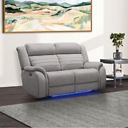 Abbyson George Power Reclining Loveseat with Heat and Massage - Gray