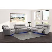 Abbyson George 3-Pc. Fabric Power Reclining Set with Heat and Massage - Gray