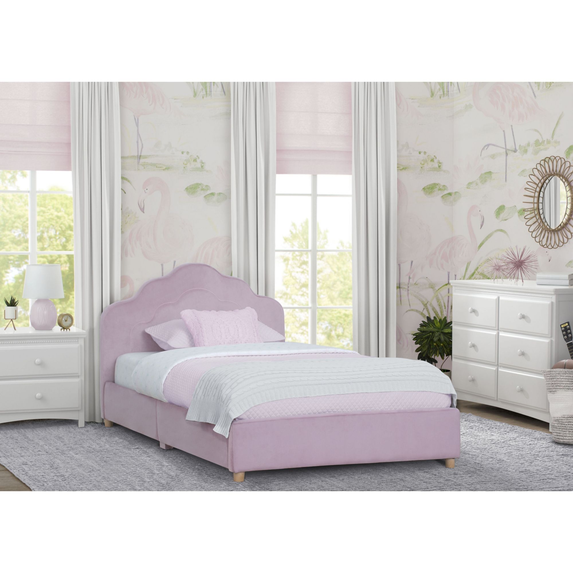 Delta Children Upholstered Twin Bed - Light Pink