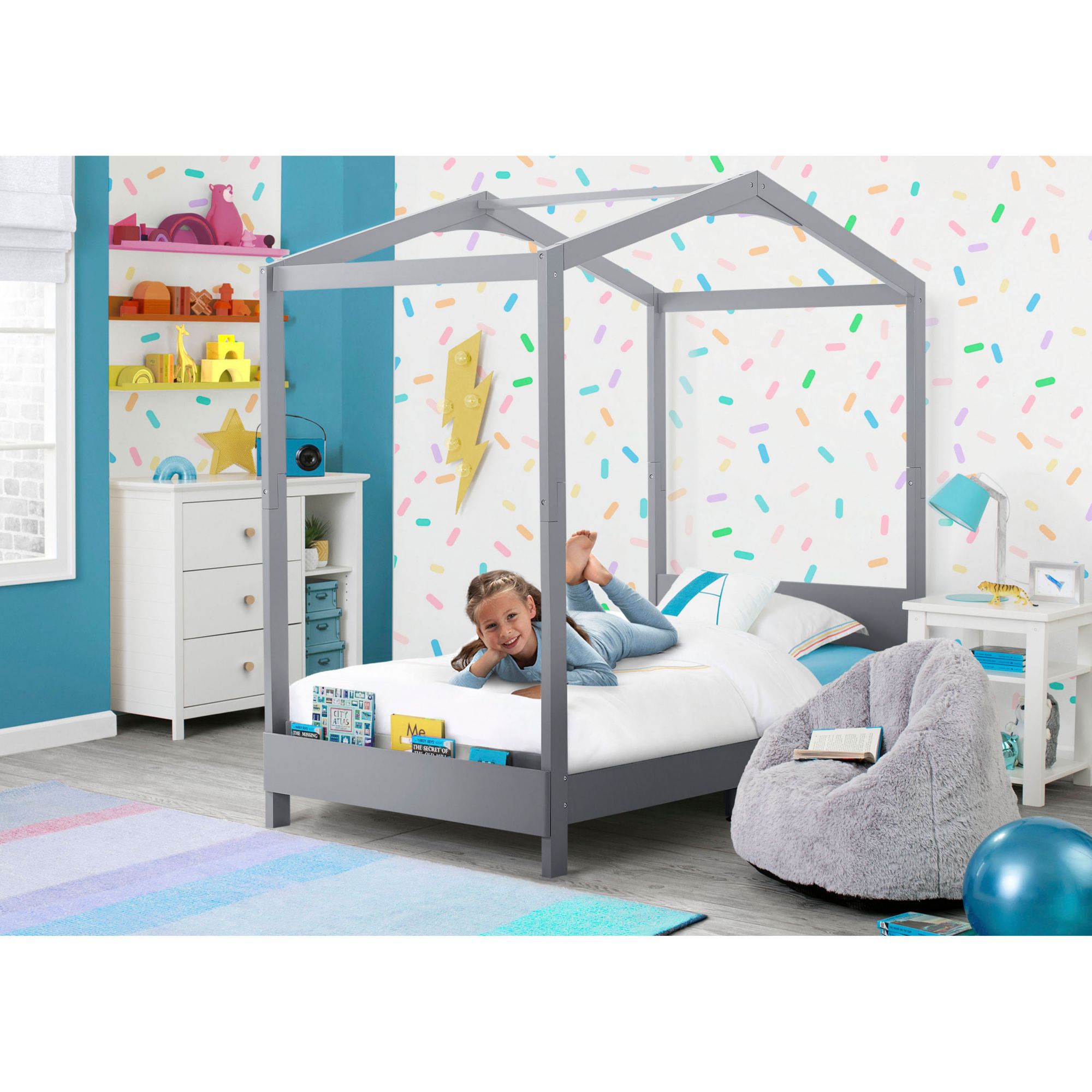 Delta Children Poppy House Twin Bed - Grey