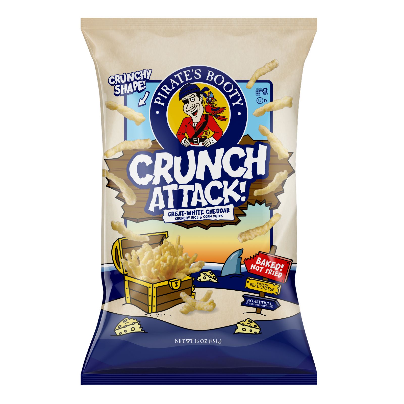 Pirate's Booty Crunch Attack Great-White Cheddar Snacks, 16 oz.