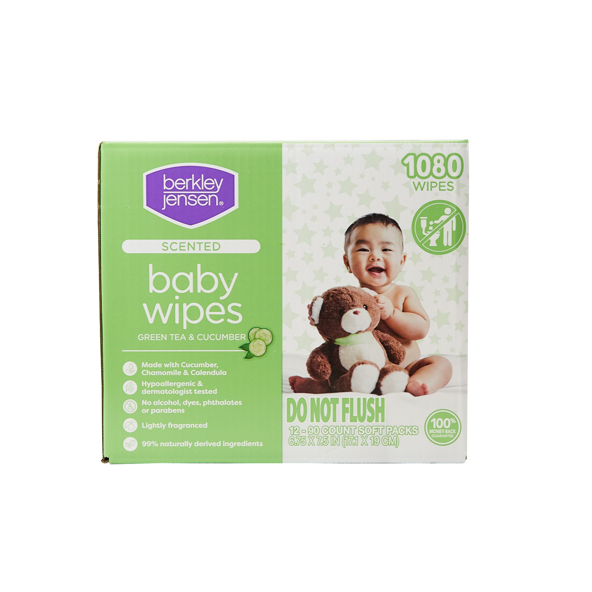 Berkley Jensen Green Tea & Cucumber Scented Baby Wipes, 1080 ct.