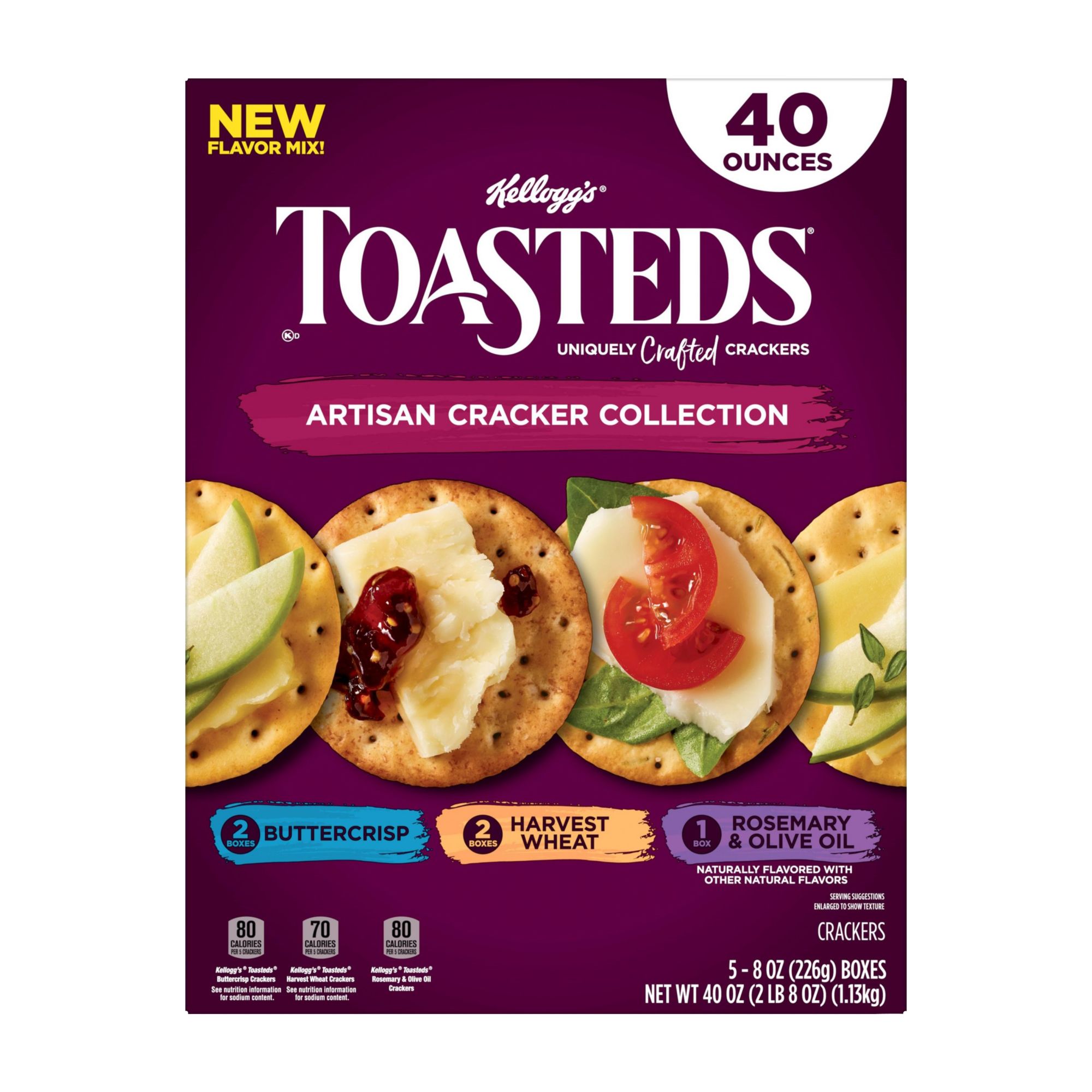 Toasteds Artisan Cracker Collection Variety Pack, 40 oz.