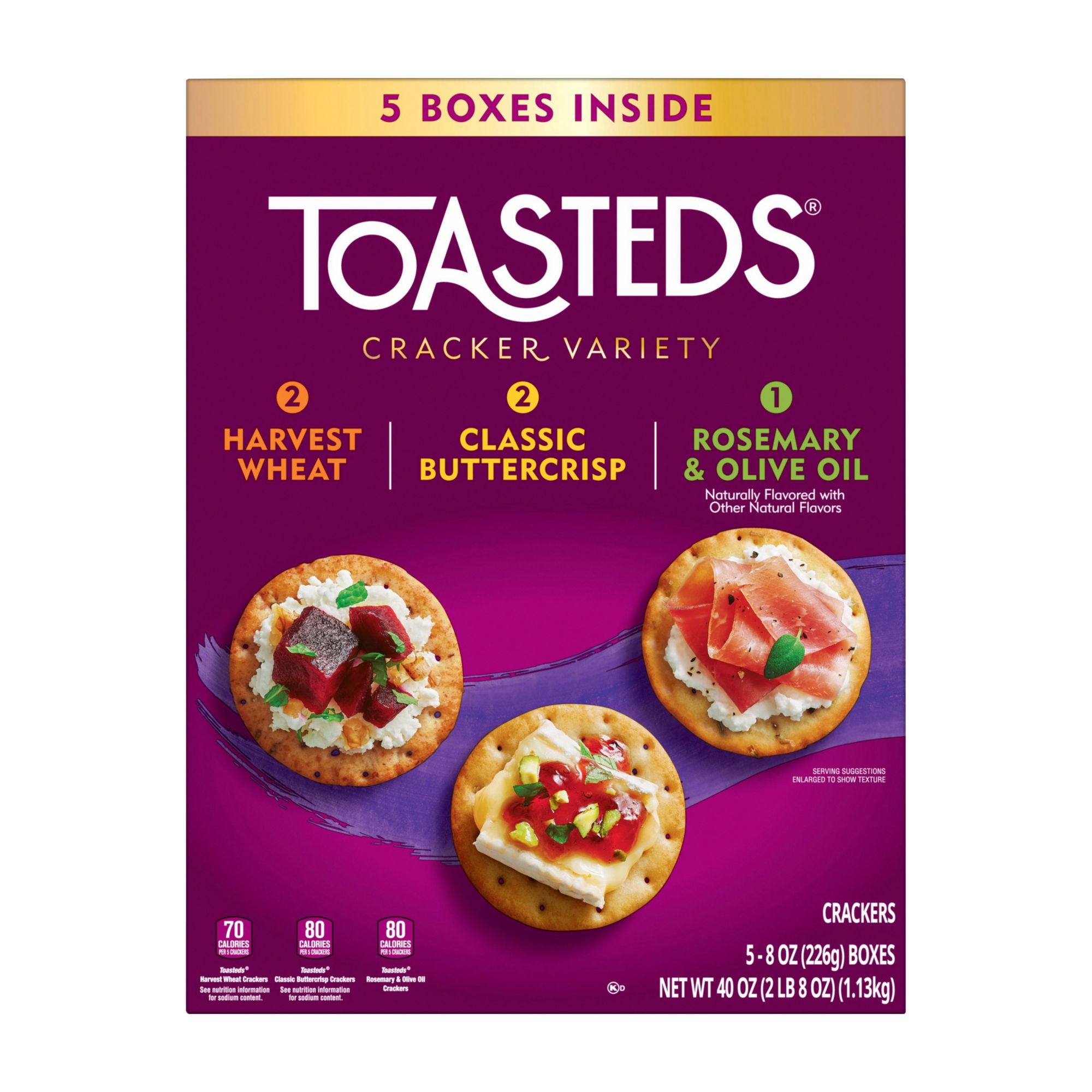 Toasteds Artisan Cracker Collection Variety Pack, 40 oz.