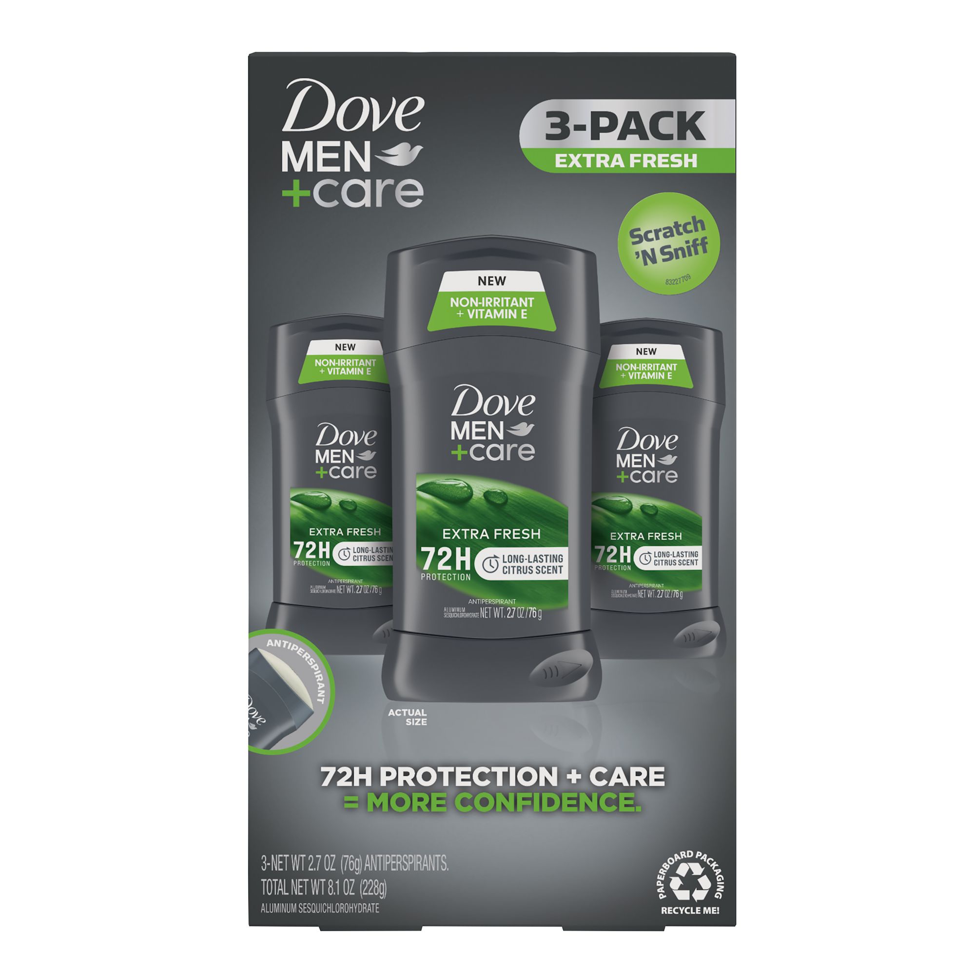 Dove Men + Care Extra Fresh Deodorant, 3 ct.