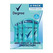 Degree Shower Clean 48-Hour Antiperspirant Deodorant Invisible Solid, 4 pk./2.6 oz.
