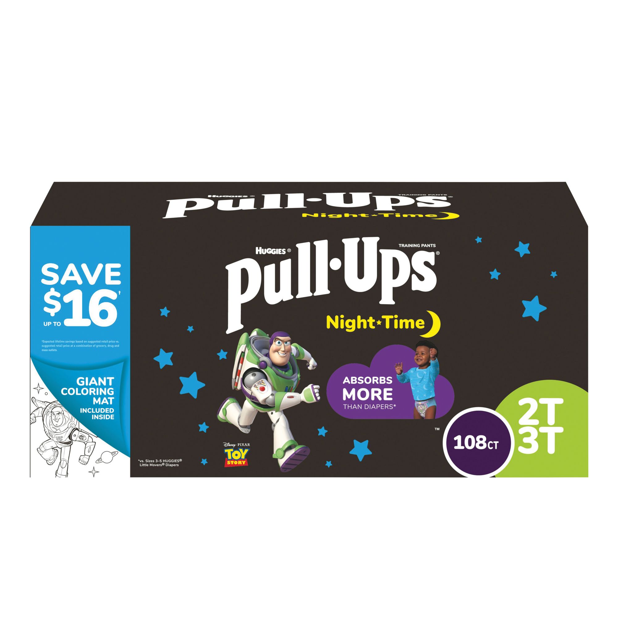 Huggies Pull-Ups 3T-4T Disney Pixar Toy Story Boys Plus Extra Night-Time  Protection Training Pants 18 ct package, Diapering Needs