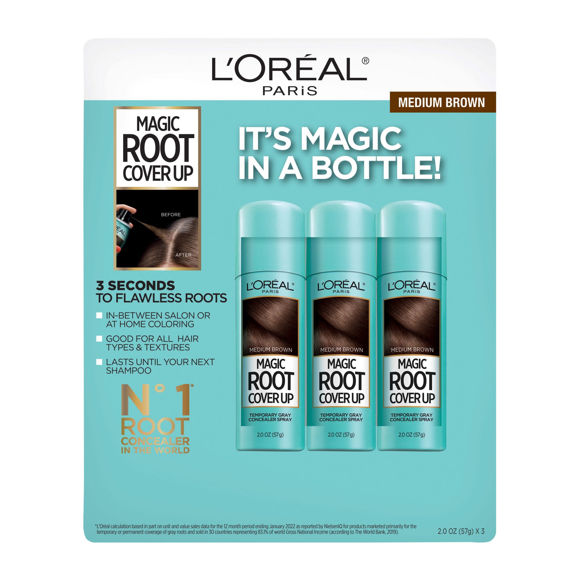 L'Oreal Paris Root Cover Up Kit, 3 pk./2.0 oz.