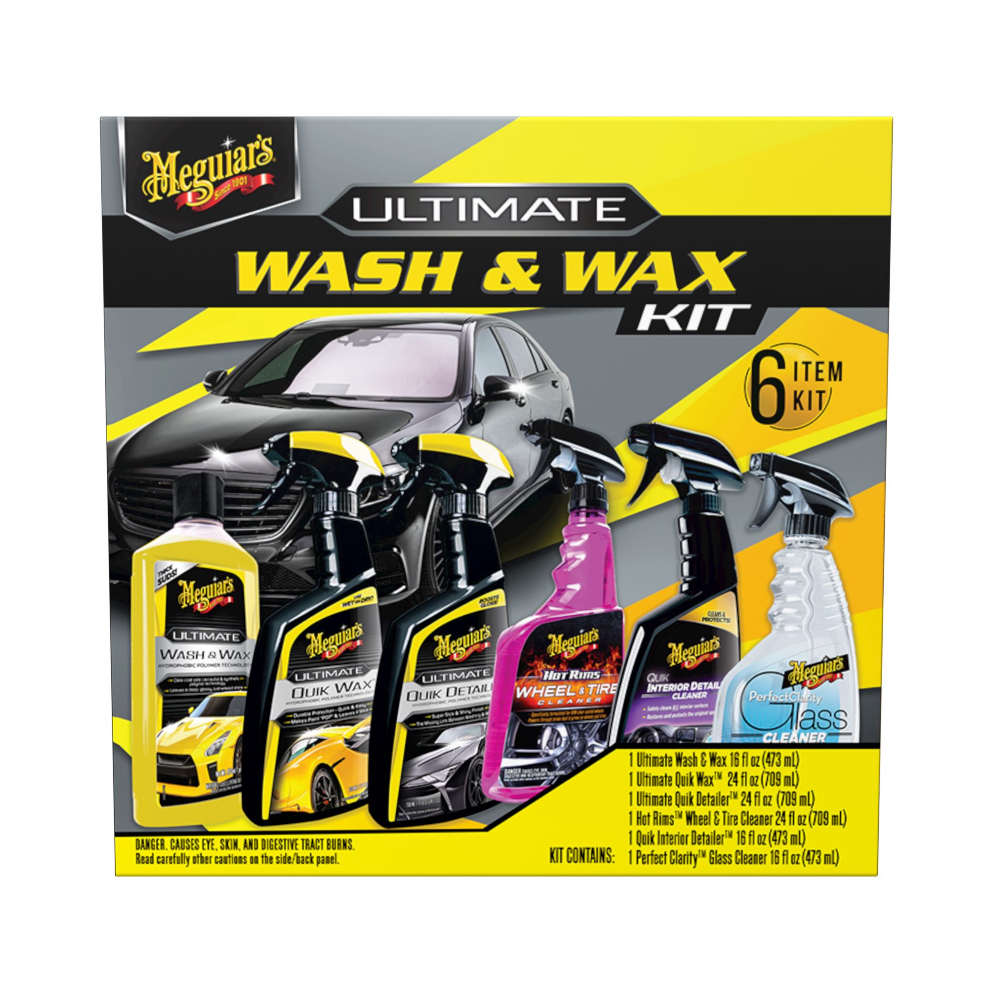  Meguiar's Classic Wash & Wax Kit, Car Cleaning Kit with Car  Wash Soap and Wax, Includes Other Car Cleaning Products Like Detail Spray,  Interior Cleaner, Tire Cleaner, and More : Everything