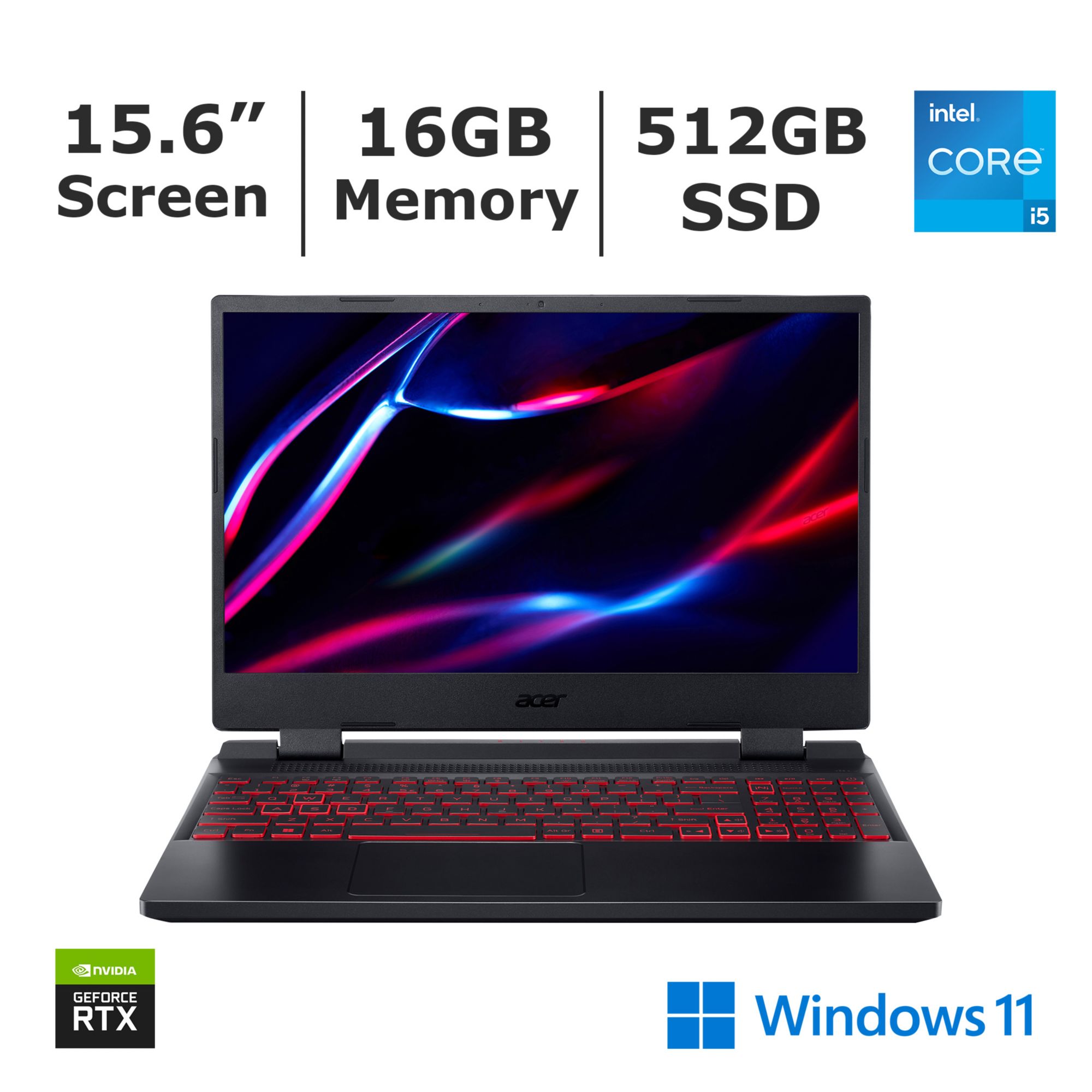 Acer Nitro 5 AN515-58-56CH 15.6&quot; Gaming Laptop, Intel Core i5 Processor 16 GB DDR5 RAM 512GB PCIe Gen 4 SSD Nvidia GeForce RTX