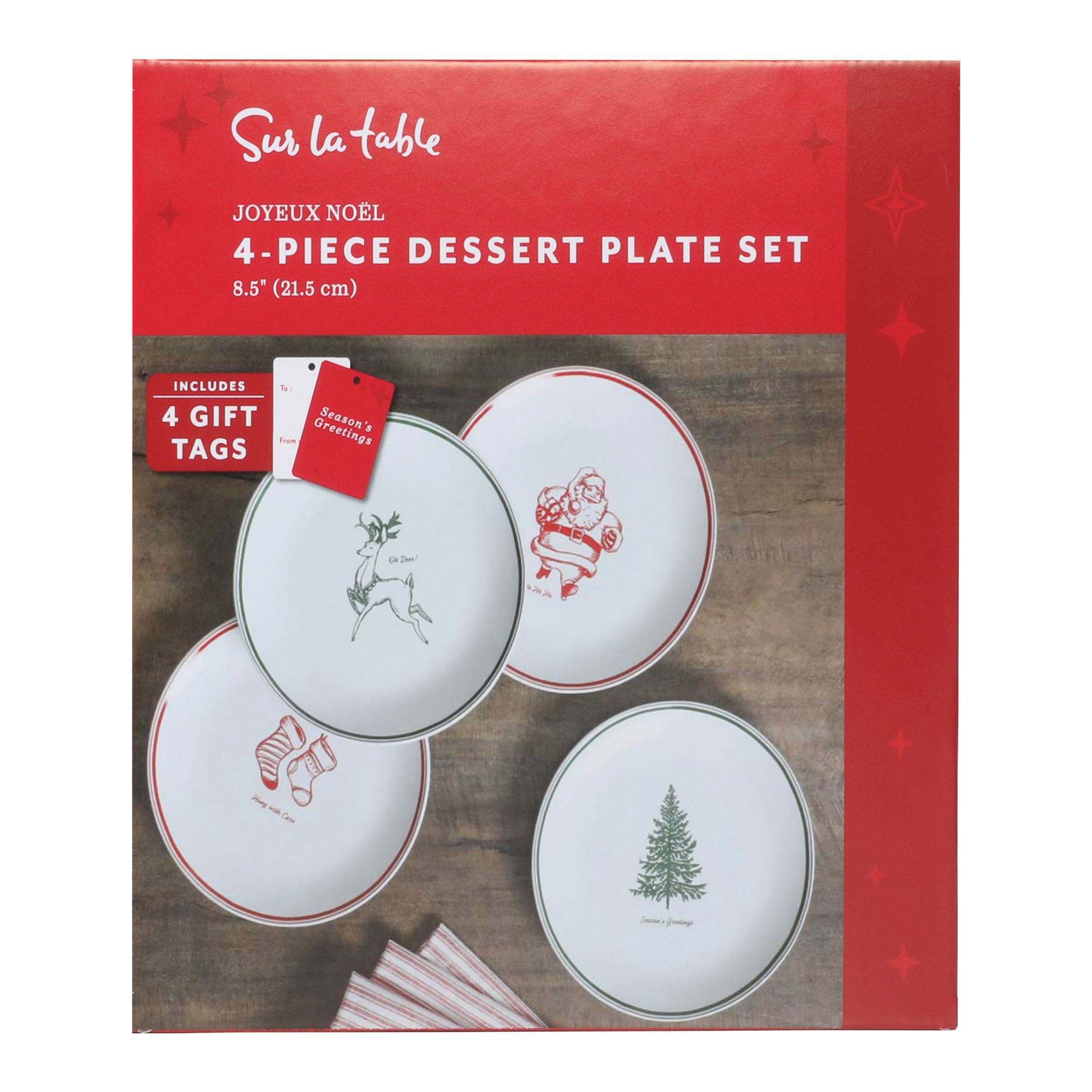 Sur La Table 4-Pc. Holiday Dessert Plate Set