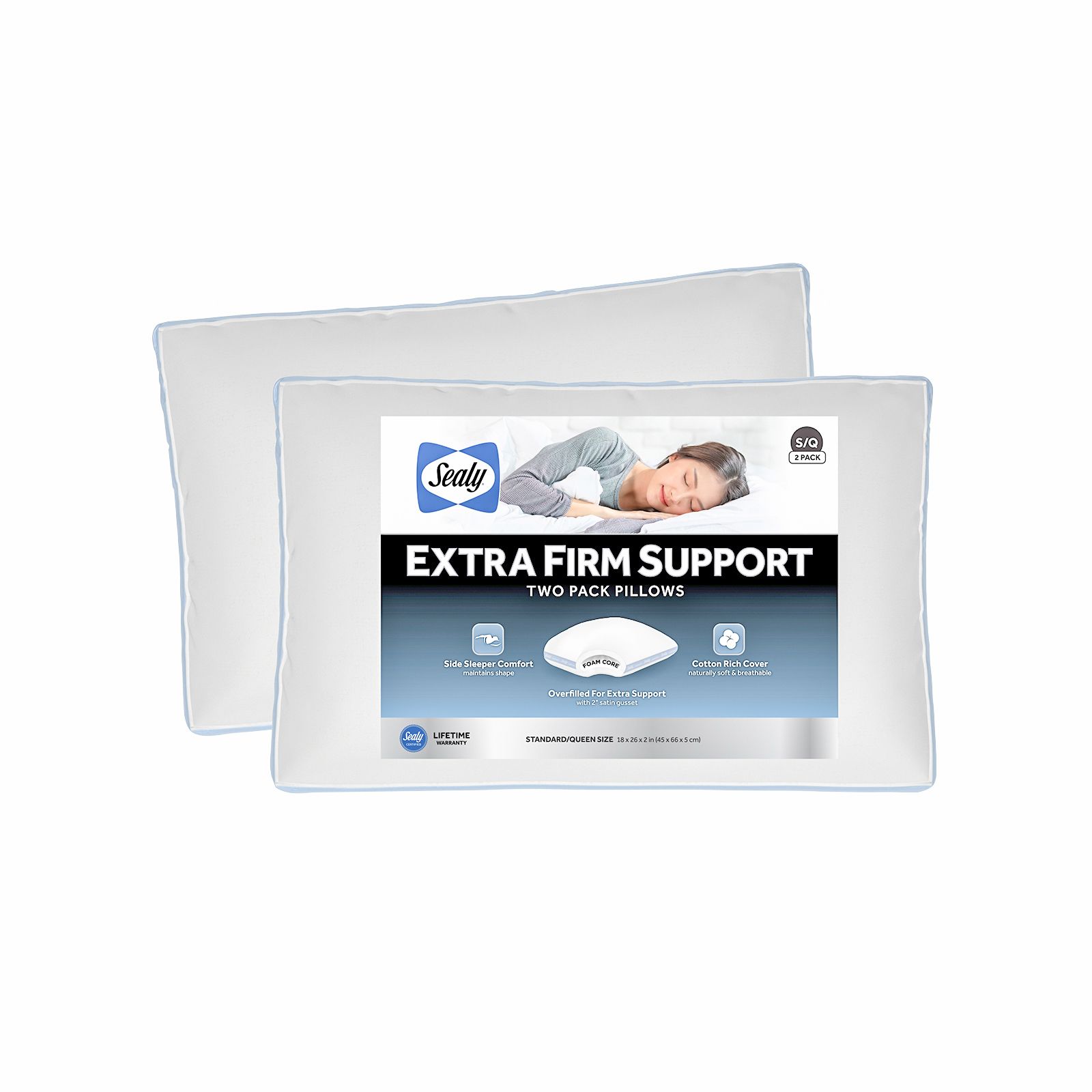 Sealy Elite Extra Firm Maintains Shape Foam Core Support Pillow