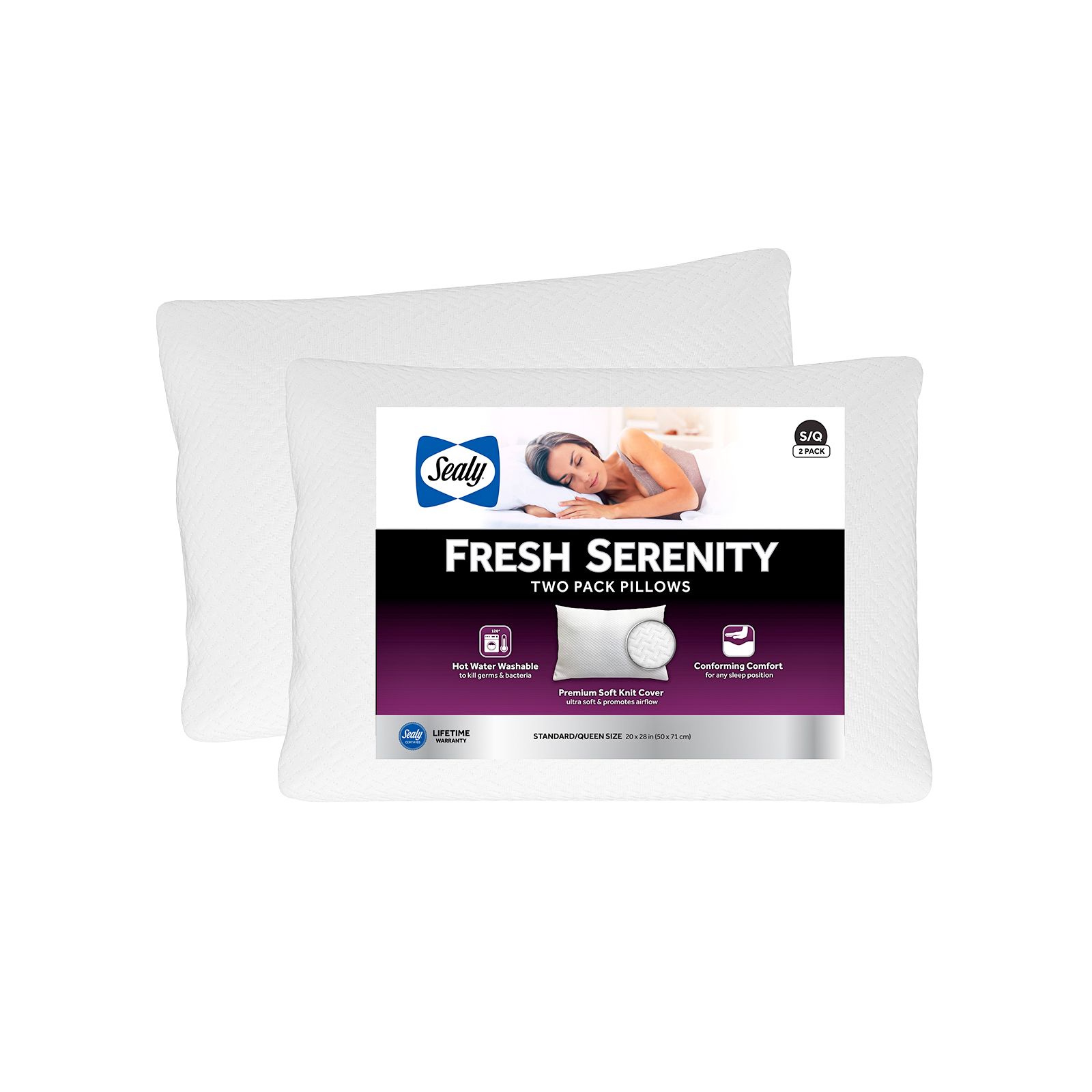 Sealy Fresh Serenity Standard/Queen Pillow, 2 pk.