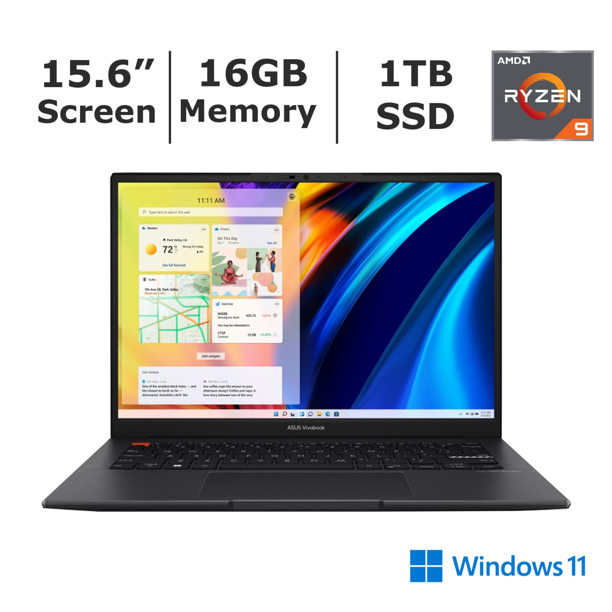 ASUS VivoBook S Notebook, AMD Ryzen 9 6900HX 3.3GHz, 16GB RAM, 1TB PCIe SSD, AMD Radeon 680M Graphics