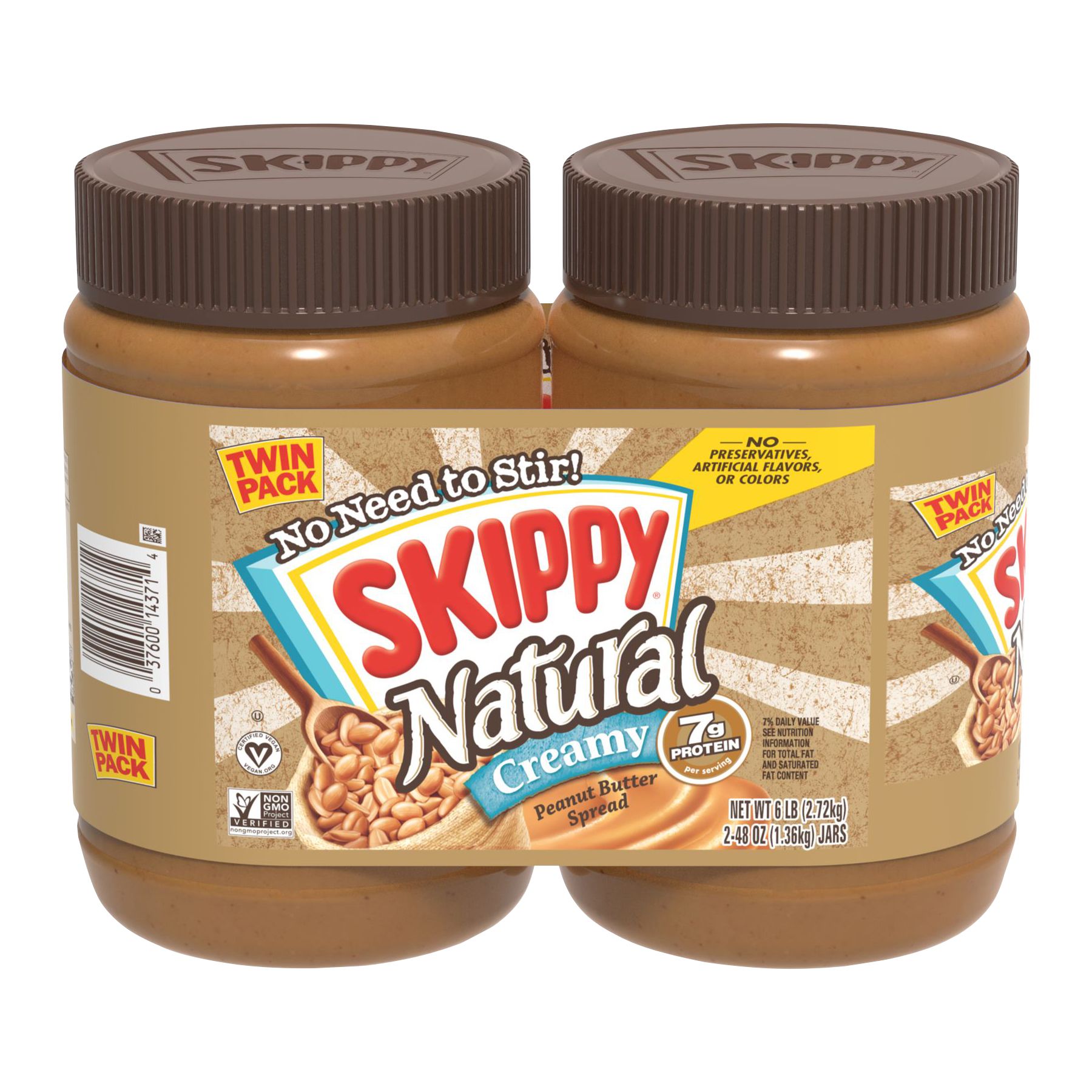 Skippy All Natural Peanut Butter, 2 pk./48 oz.