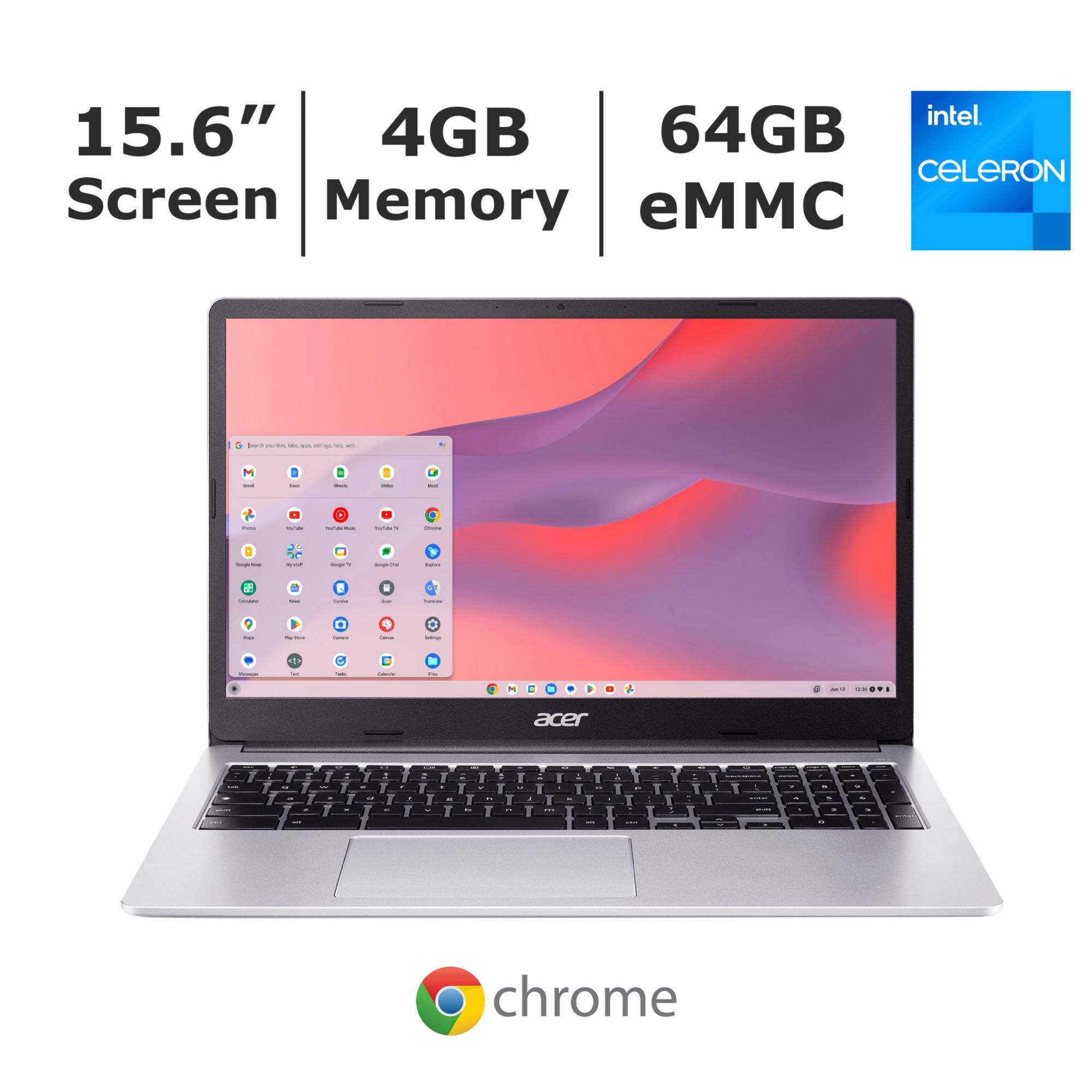 Acer Chromebook 315 CB315-4H-C8XU 15.6&quot; FHD IPS Laptop, Intel Celeron N4500 Processor, 4GB Memory, 64GB eMMC
