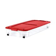 Bella Storage Solution 18-gal. Underbed Container - Clear Base with Red Locking Lid