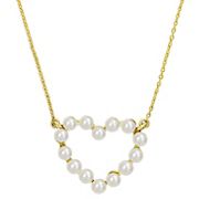 Cultured Freshwater Pearl Heart Necklace in 14k Yellow Gold