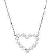 Cultured Freshwater Pearl Heart Necklace in 14k White Gold